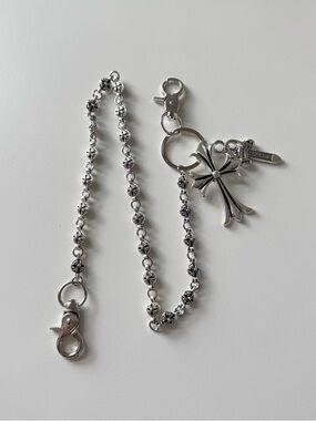 CH style chrome Link Chain with Cross Gothic Charm Key Chain 55cm